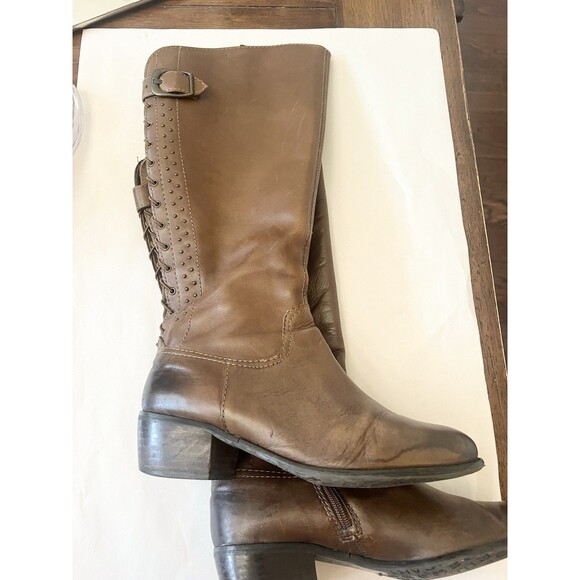 Arturo Chiang Sz 9.5 M Knee High Riding Boots Side Zipper Brown Women - Picture 1 of 13
